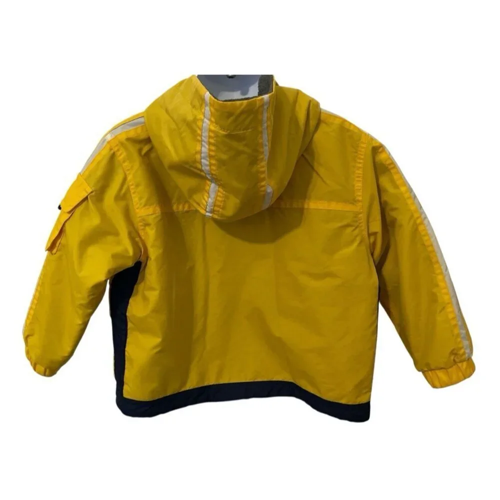 Oshkosh B'gash Genuine Puffer Coat Size 24M Yellow Full Zip Fleece Lined Hooded